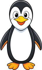 Cute cartoon penguin standing with a happy expression