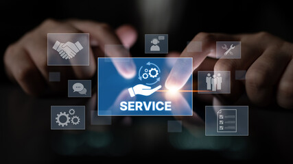 Customer service and support workflow with cooperation, communication, maintenance, and checklist icons for efficient service operation and user satisfaction Latch