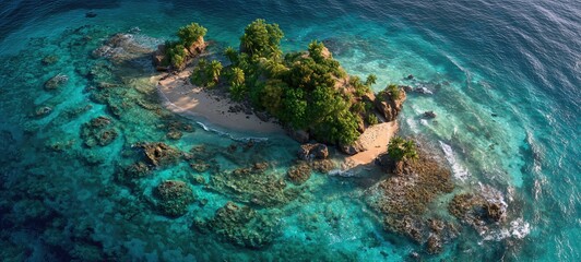 Turquoise Tropical Island Aerial