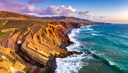 Dramatic coastal landscape at sunset