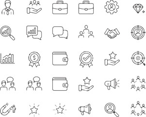 Employer branding editable stroke outline icons set
