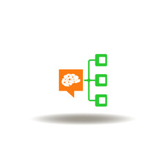 Vector illustration of speech bubble with brain and flowchart. Symbol of LLM Large Language Model AI Technology.