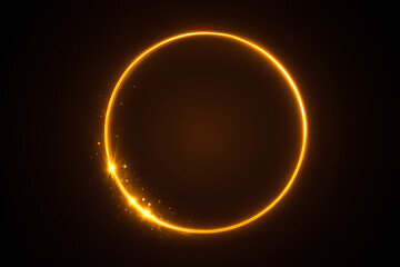 Glowing Orange Energy Ring with Sparks on Dark Background