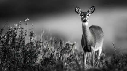 Black and white deer in field
