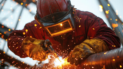 Welding worker metal fabrication