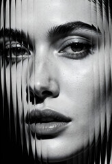Black and White Portrait Through Ribbed Glass – Moody Fashion

