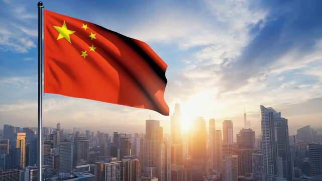 waving flag of China