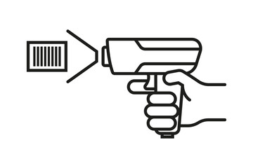 Black barcode scanner icon. Flat illustration.