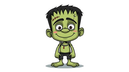 Friendly Halloween Monster Illustration with Big Smile