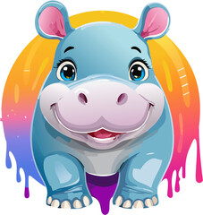 lovely hippopotamus moodang cartoon 
