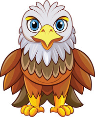 Cute cartoon baby eagle with big blue eyes and spread wings