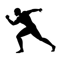 Kabaddi player lunging forward in attack pose Black silhouette