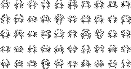 Fototapeta premium Set of Crab Vector Icons 