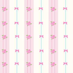 Shabby Chic Rose Stripe Pattern