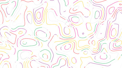 Vibrant pastel contour topographic seamless abstract line pattern colorful gradient wavy elevation terrain artistic design map background illustration