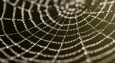 Obraz premium Glistening Morning Dew on an Intricate Spiderweb.