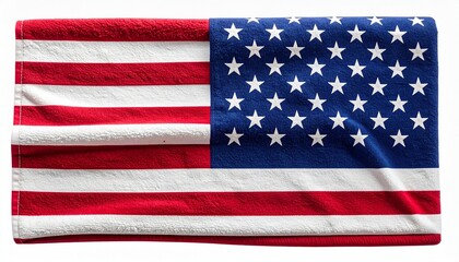 Naklejka premium The United States flag displayed in full—thirteen red and white stripes and fifty white stars on a blue canton—symbolizing national pride, unity, and the enduring values of freedom and democracy.