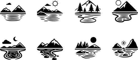 Set of Lake Vector Icons
