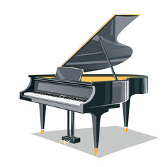 Sublime piano &agrave; queue, arri&egrave;re plan blanc