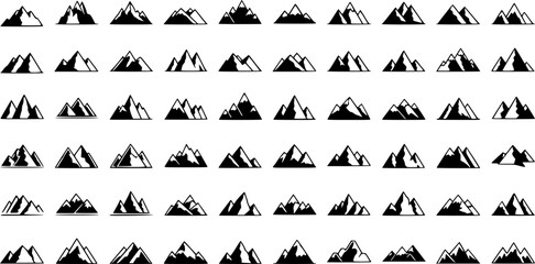 Naklejka premium Set of Mountain Vector Icons 