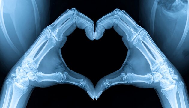 X-ray image of hands forming a heart shape (1)