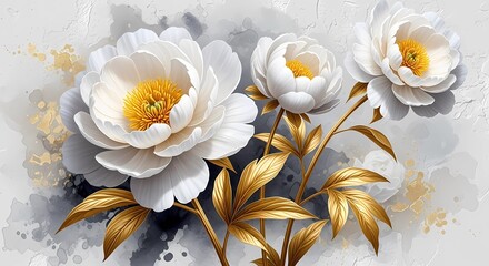 Elegant floral wallpaper of vintage botanical illustration and classic wall mural soft petals artwork