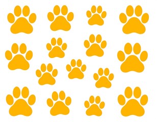 Yellow paw prints on white