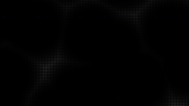Animated abstract technology dark background random dots and grid 4K. Loop dark halftone background