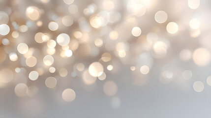 Warm bokeh light on blurred background. Abstract sparkle effect. Festive holiday decoration for Christmas, New Year eve, event celebration.