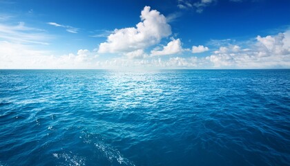 Obraz premium serene ocean horizon stretches to the sky calm water reflecting the light creating a breathtaking vista perfect for travel nature and serenity themes waves aquamarine open water