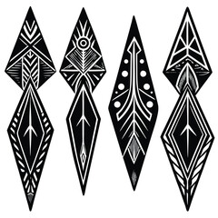 Minimal tribal arrowhead silhouettes set scalable vector graphics illustration isolated on white background