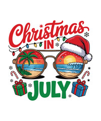 Christmas In July T Shirt Design Summer Holiday Graphic Artwork