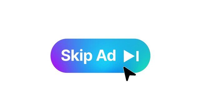 skip ad button animation skip advertisement 4k animation colorful gradients ad click or pointer animation on white background	
