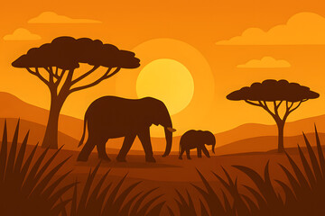 Obraz premium elephants in the wild vector