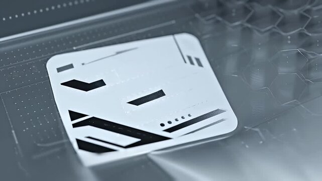 Macro detail of complex geometric panel lines and technical stencils applied onto a curved white surface