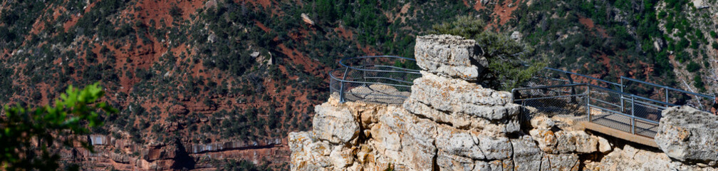 Scenic viewpoint for visitors to looking into the Grand Canyon, Grand Canyon National Park, Arizona
