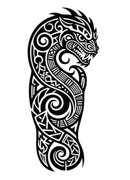 The taniwha's Embrace Arm Wrap, tribal arm tattoo design vector illustration