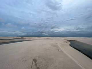 Brazil, Barreirinhas- 2023, May: lagoon and sand dunes in lençóis maranhenses