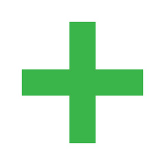 Green Plus Icon PNG. Green Cross, Plus Symbol Medical First Aid Sign Logo.