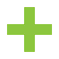 Green Plus Icon PNG. Green Cross, Plus Symbol Medical First Aid Sign Logo.