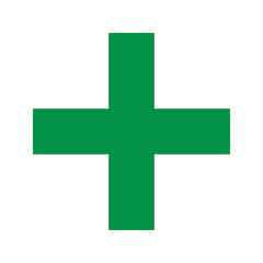 Green Plus Icon PNG. Green Cross, Plus Symbol Medical First Aid Sign Logo.