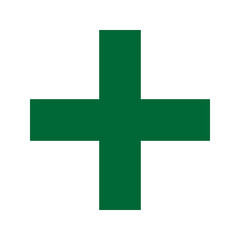 Green Plus Icon PNG. Green Cross, Plus Symbol Medical First Aid Sign Logo.
