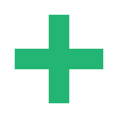 Green Plus Icon PNG. Green Cross, Plus Symbol Medical First Aid Sign Logo.