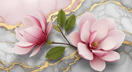 Elegant floral wallpaper with a vintage botanical illustration, a classic wall mural with soft petals