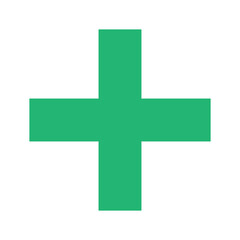Green Plus Icon PNG. Green Cross, Plus Symbol Medical First Aid Sign Logo.
