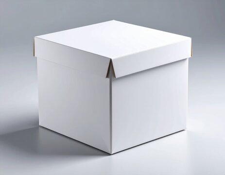 On plain light background closed white cardboard box simple packaging concept for shipping and product design clean minimalist atmosphere