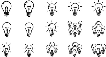 Fototapeta premium Set of light bulb vector icon 