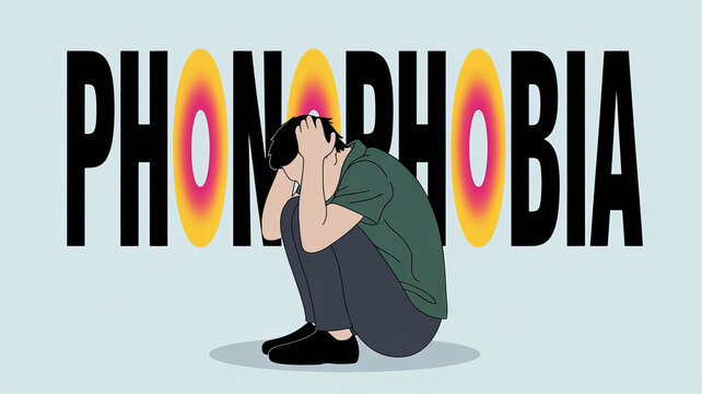 Confronting Phonophobia: An artistic visual depiction of a person grappling with phonophobia, the fear of loud sounds.