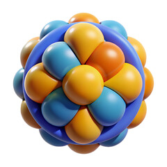 Colorful spherical cluster of interconnected balls isolated on transparent background