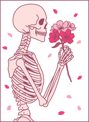 Skeleton with Cherry Blossoms